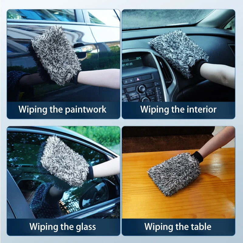 Microfiber Car Wash Brush & Cleaning Gloves